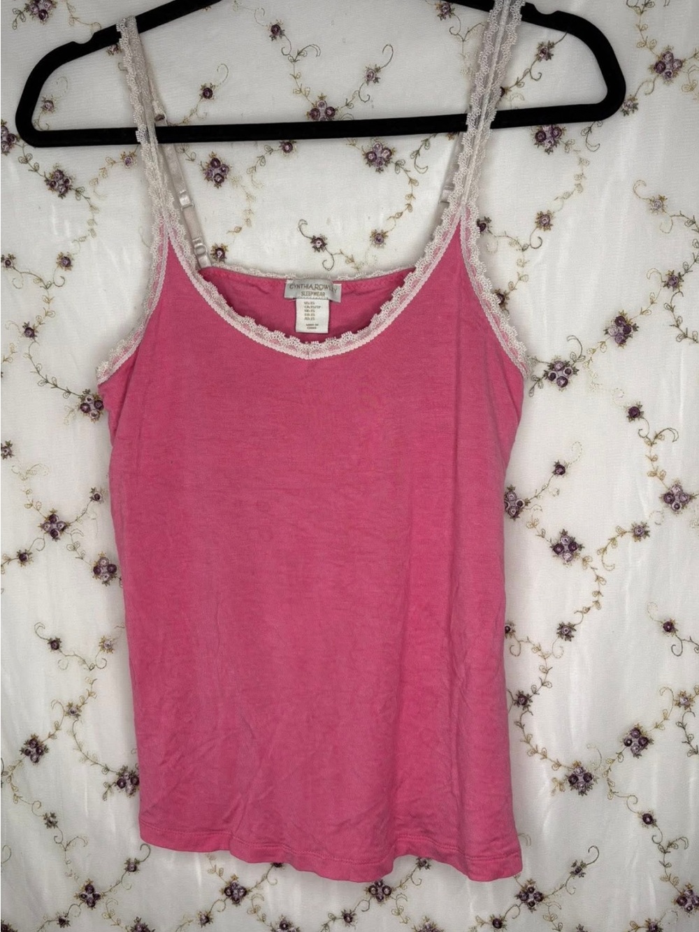 Cynthia Rowley Pink Lace-Trim Camisole